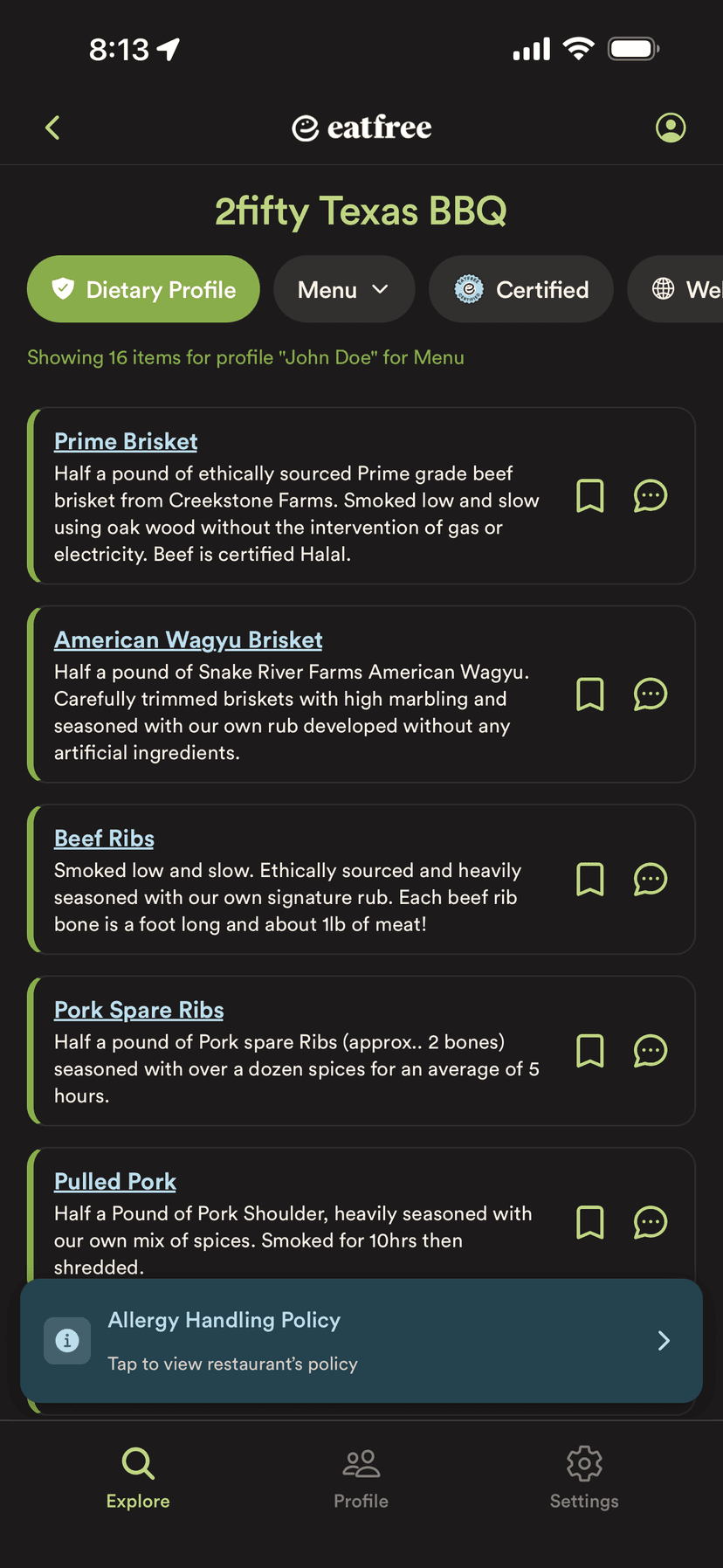 EatFree app — Explore