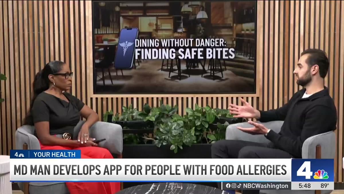 EatFree's CEO with the NBC4 host on set