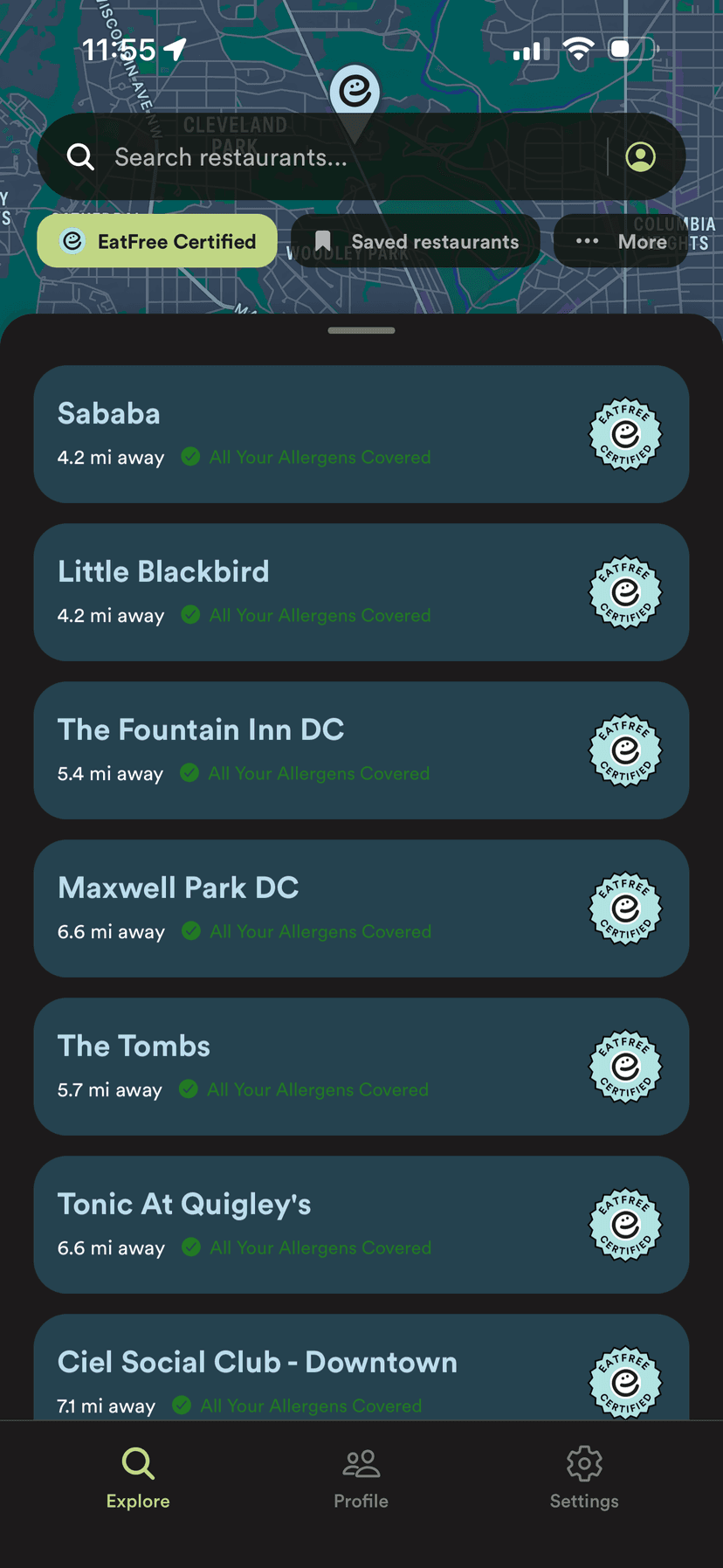EatFree app — Discover
